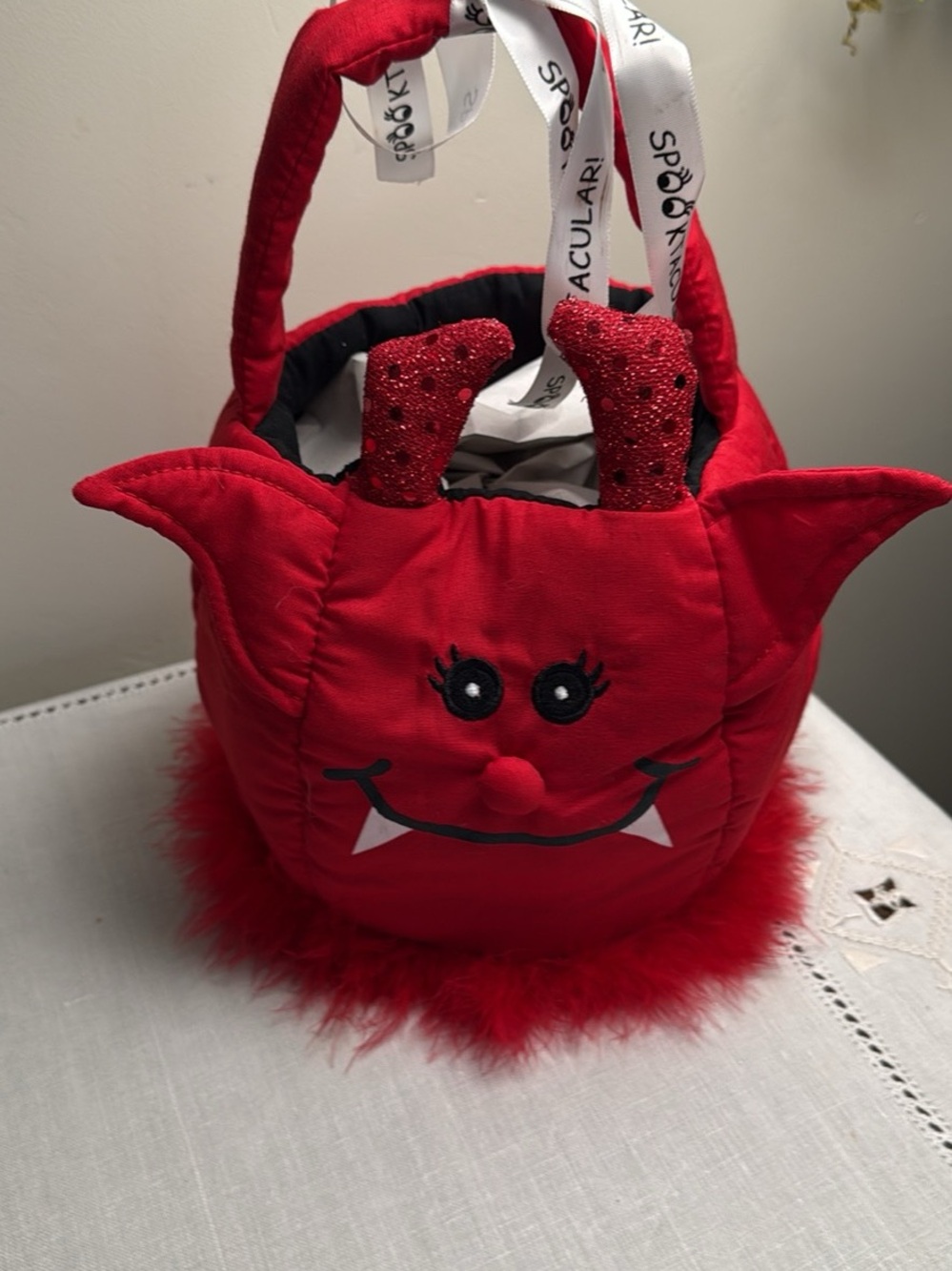 Red Monster Plush Treat Bag for Kids